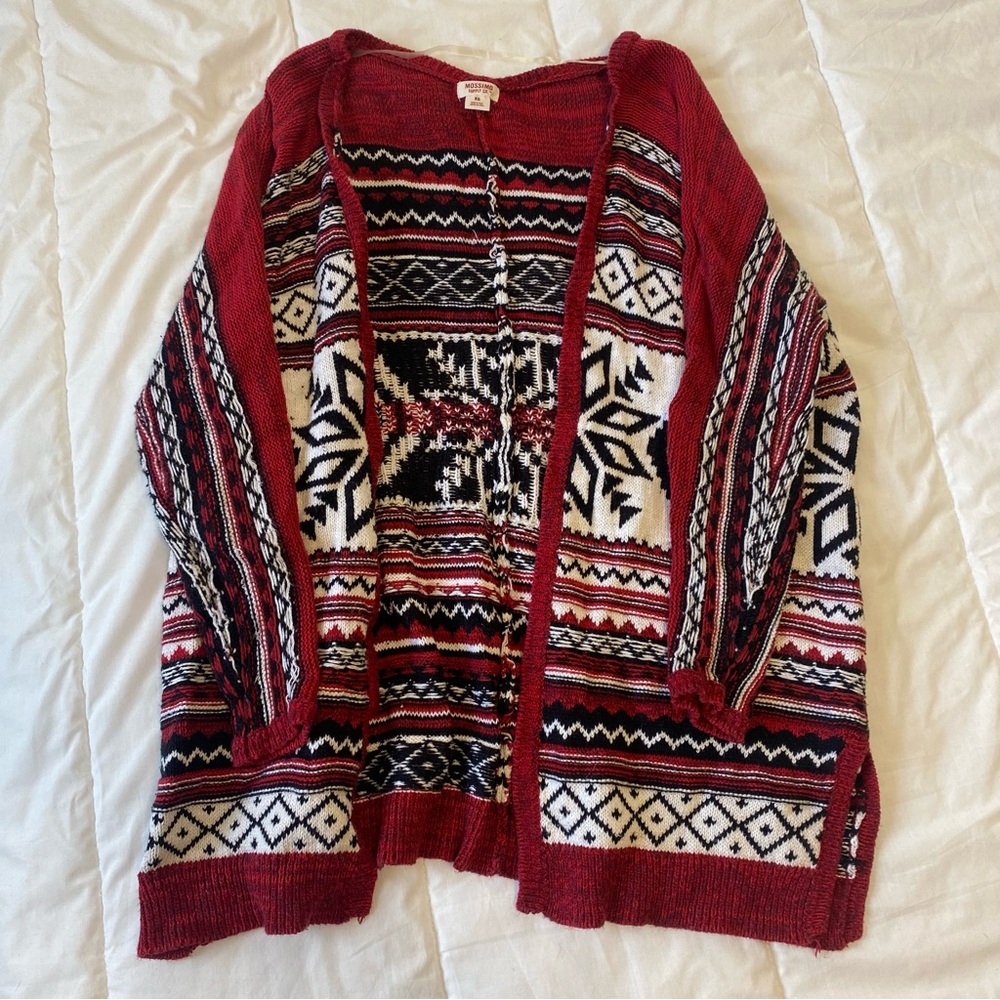 Mossimo Supply Co Red and Black Cardigan Sweater